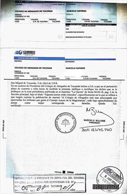 El Colegio de Abogados de Tucumán intimó al Legislador Caponio