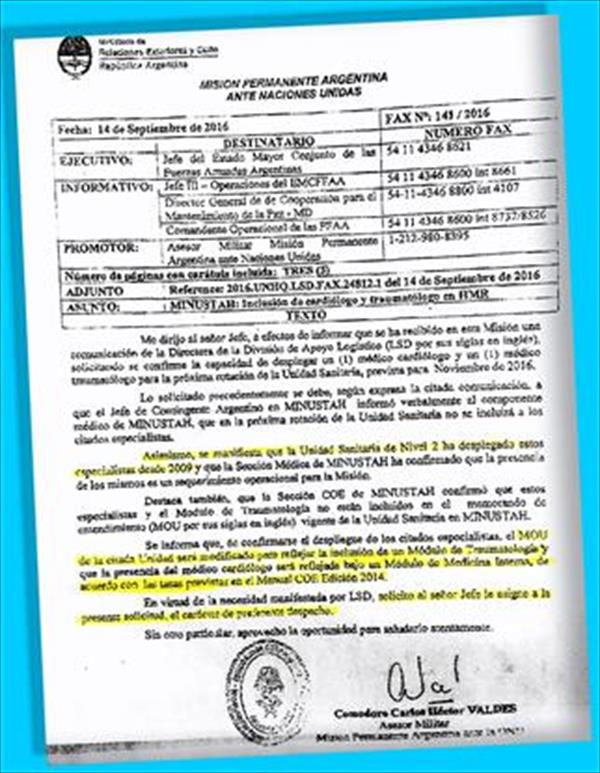 Revelación: aparecen millonarios reintegros no cobrados a la ONU Revelación: aparecen millonarios reintegros no cobrados a la ONU